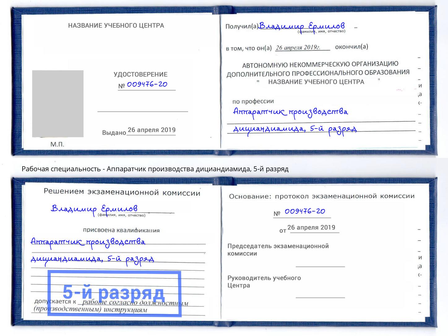 корочка 5-й разряд Аппаратчик производства дициандиамида Петрозаводск